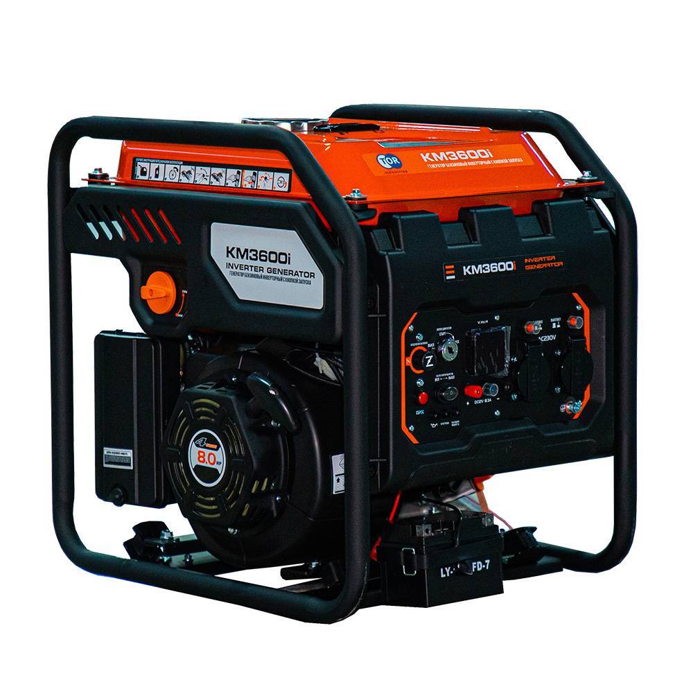 Генератор бензиновый инверторный 3,6 кВт 220В 12 л с электростартером TOR KM3600i